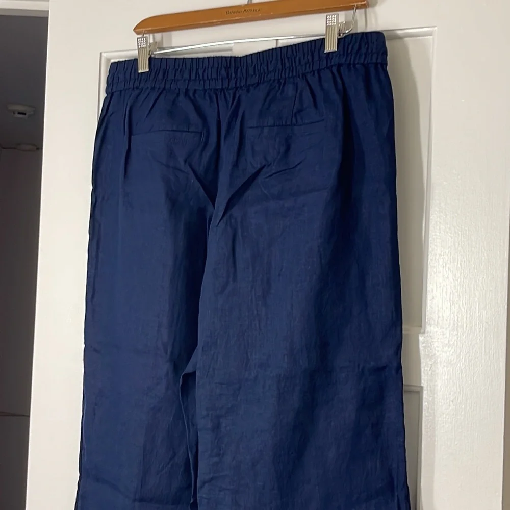 J.Crew Navy Linen Wide-leg seaside pant BO810